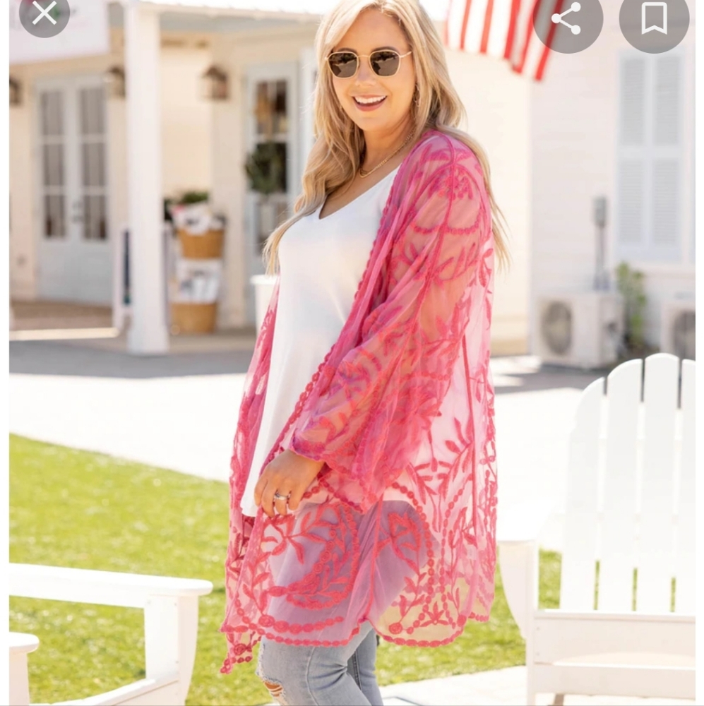 Pink lace cardigan
